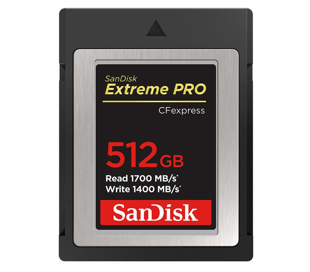 Карта памяти SanDisk Extreme PRO CFexpress 512GB, чтение 1700 MB/s, запись 1400 MB/s